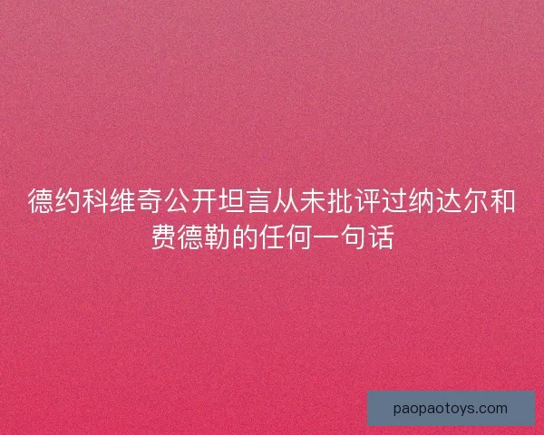 德约科维奇公开坦言从未批评过纳达尔和费德勒的任何一句话